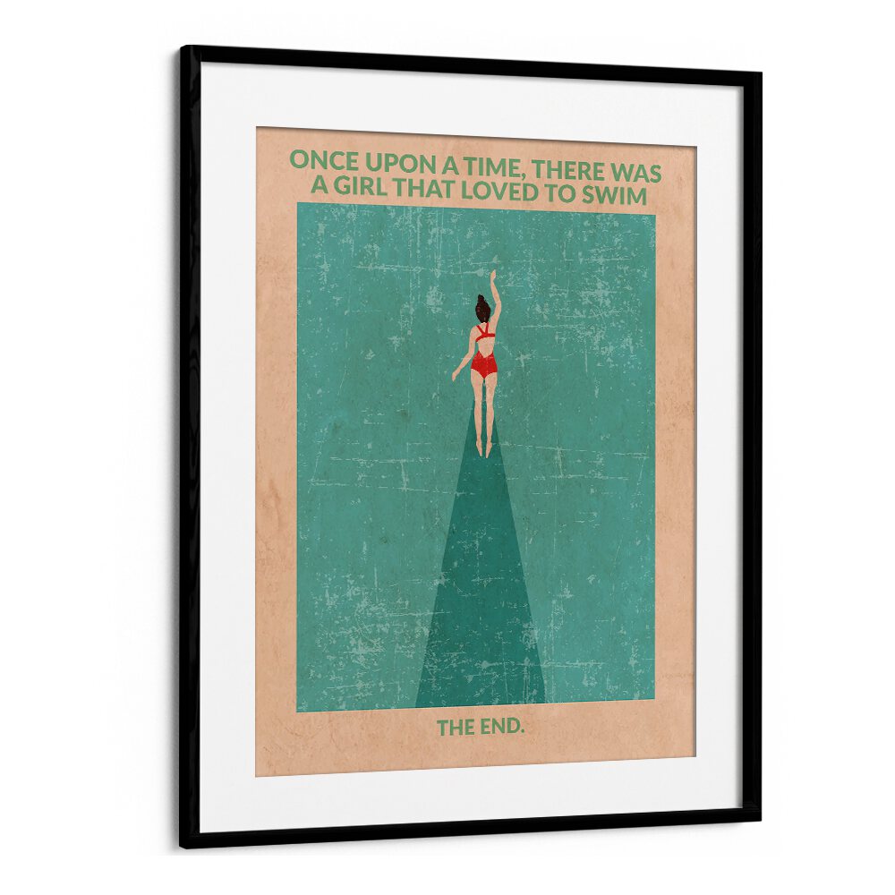 In The Open Water Sports Posters Surf Posters in Black Frame With Mount