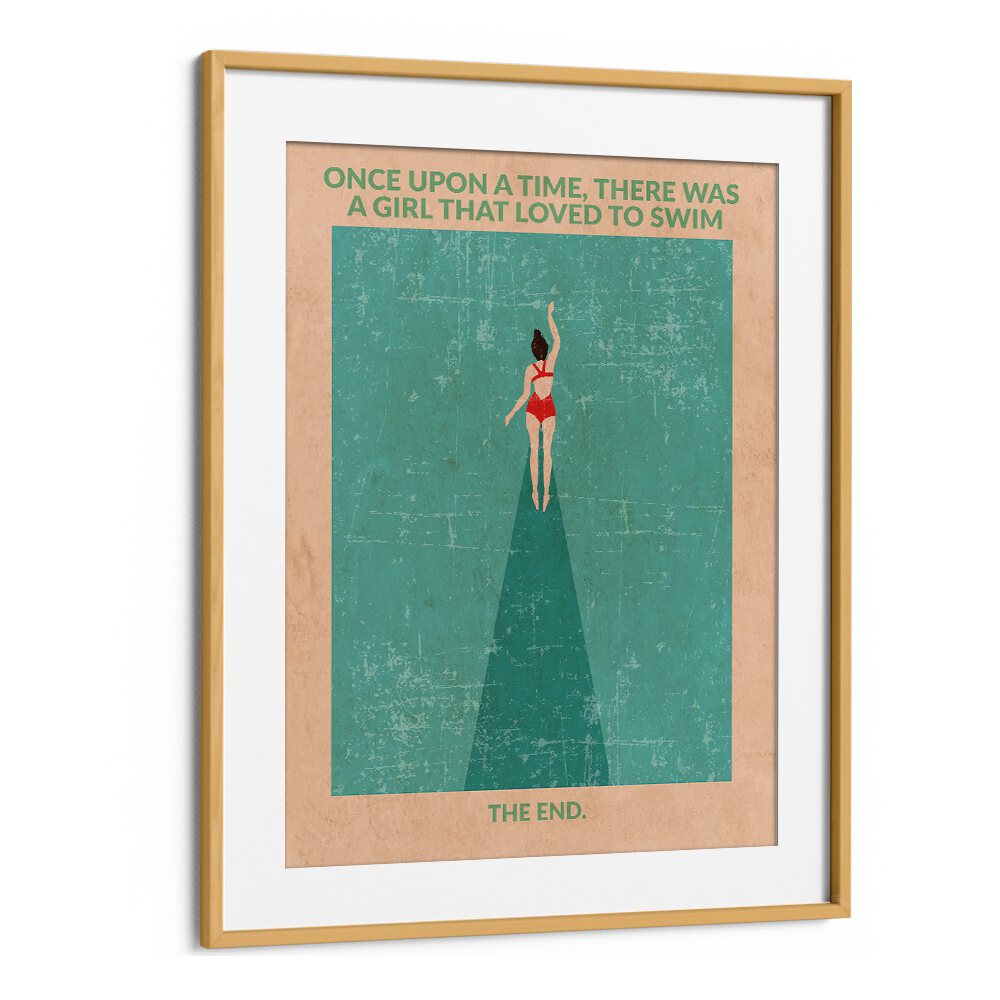 In The Open Water Sports Posters Surf Posters in Oak Wood Frame With Mount