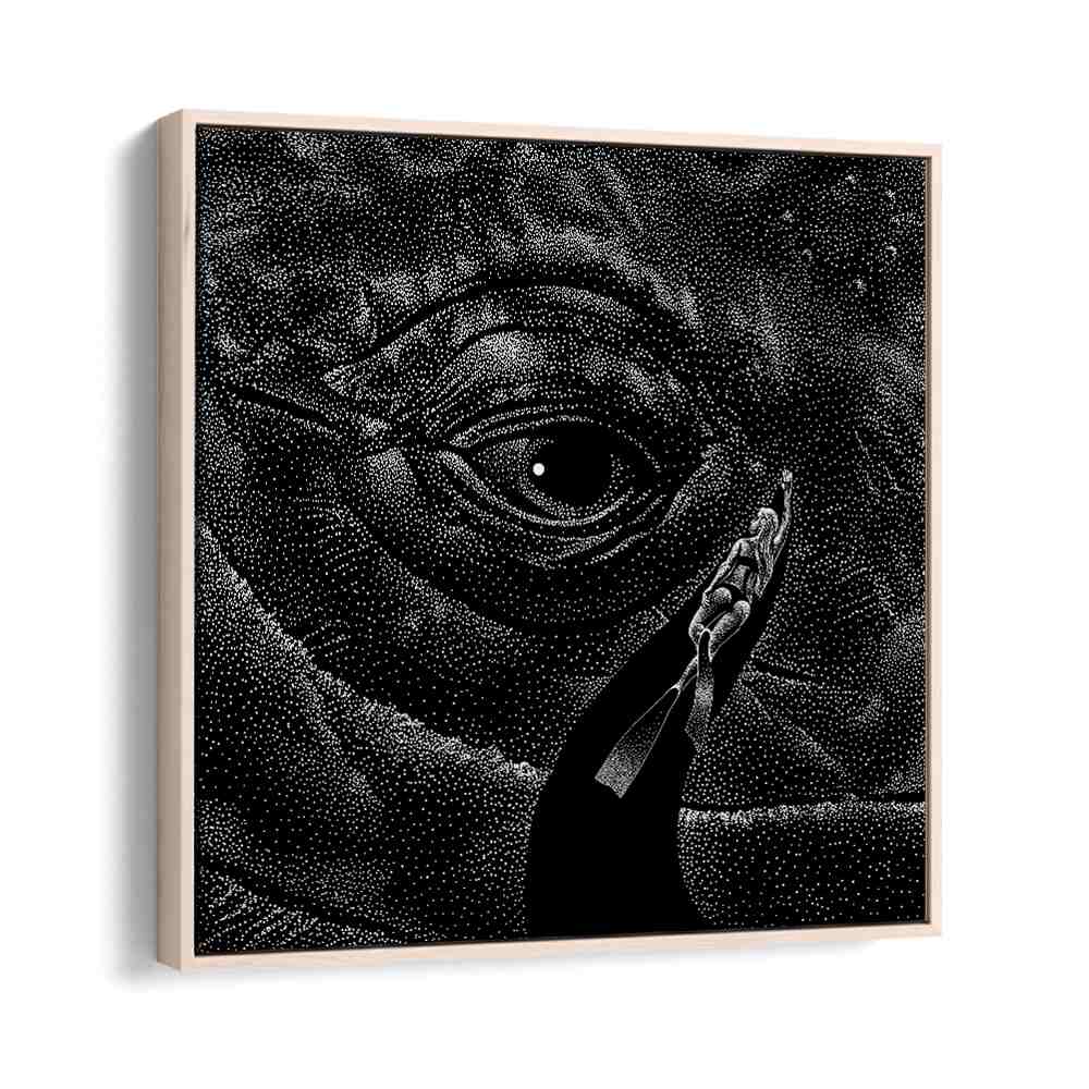 In The Whales Eye Black Version By Aliriza Cakir Surreal Paintings Surreal Art in Oak Wood Floater Frame