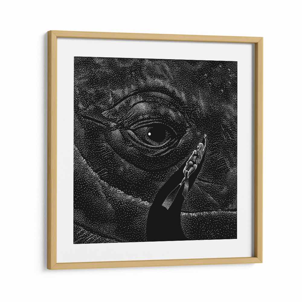 In The Whales Eye Black Version By Aliriza Cakir Surreal Paintings Surreal Art in Oak Wood Frame With Mount