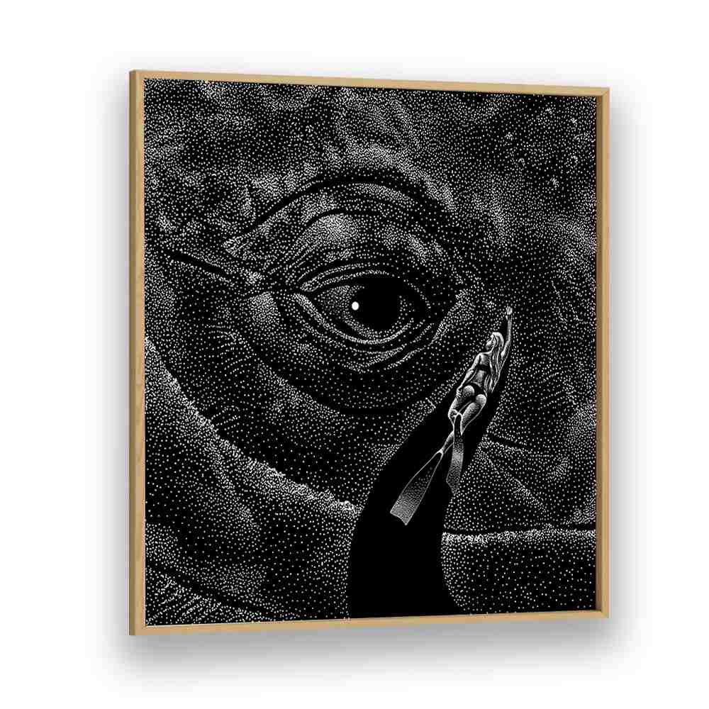 In The Whales Eye Black Version By Aliriza Cakir Surreal Paintings Surreal Art in Oak Wood Plain Frame