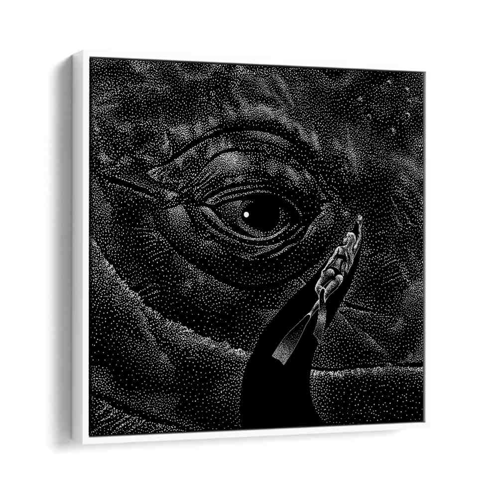 In The Whales Eye Black Version By Aliriza Cakir Surreal Paintings Surreal Art in White Floater Frame