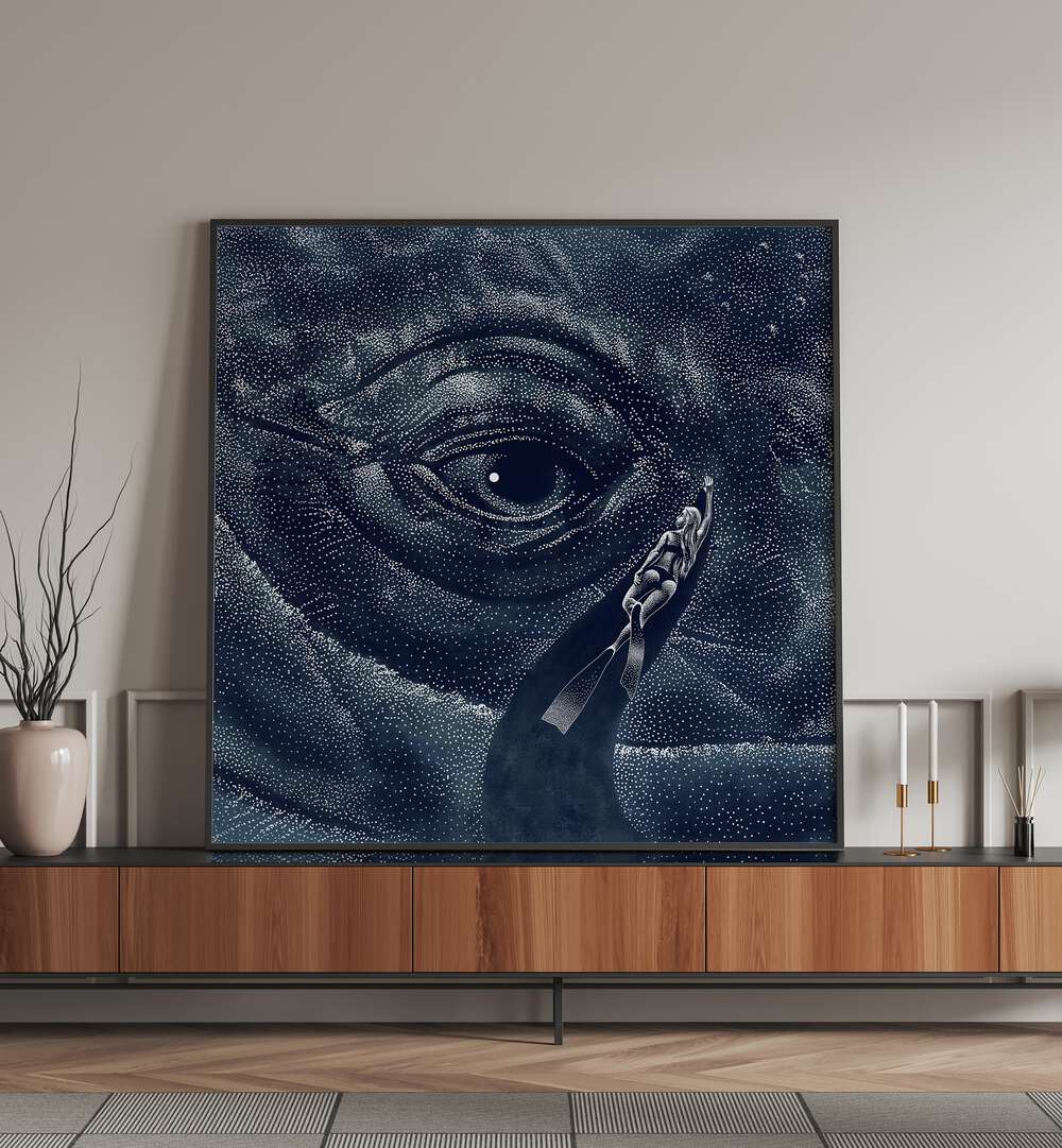 Explore the surreal beauty of "In The Whale's Eye, Surreal Art Prints" by Aliriza Çakır, blending dreams and reality.