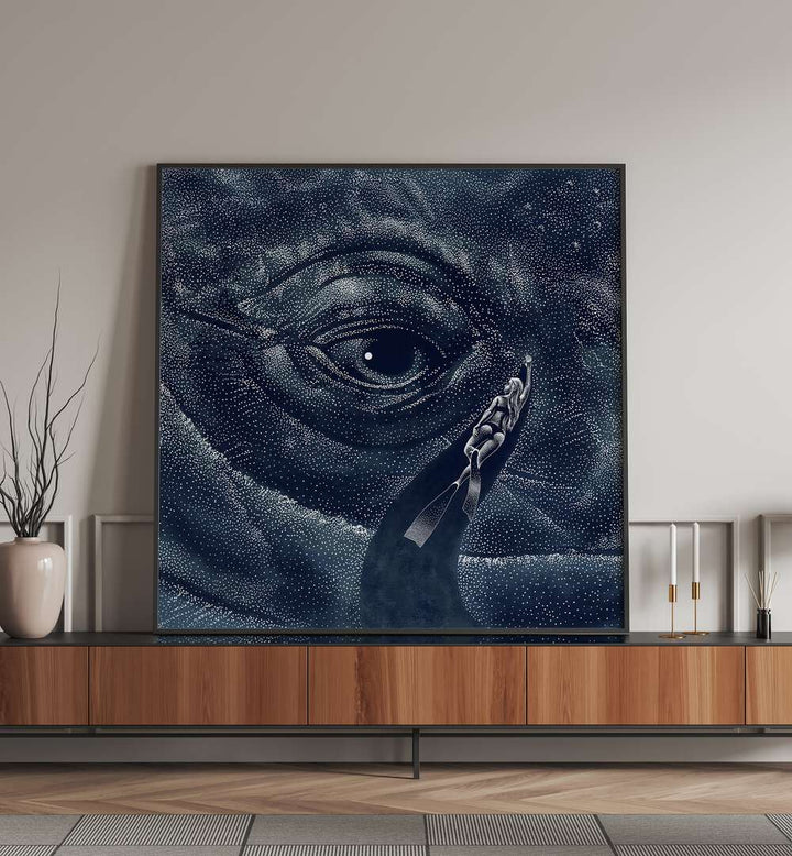 Explore the surreal beauty of "In The Whale's Eye, Surreal Art Prints" by Aliriza Çakır, blending dreams and reality.