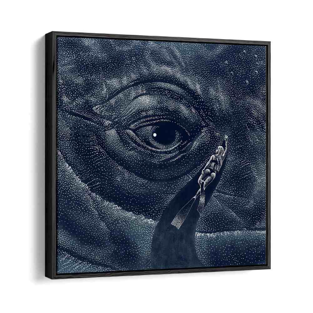 Explore "In the Whale's Eye," a captivating surreal art print by Aliriza Çakır, blending dreams and reality.