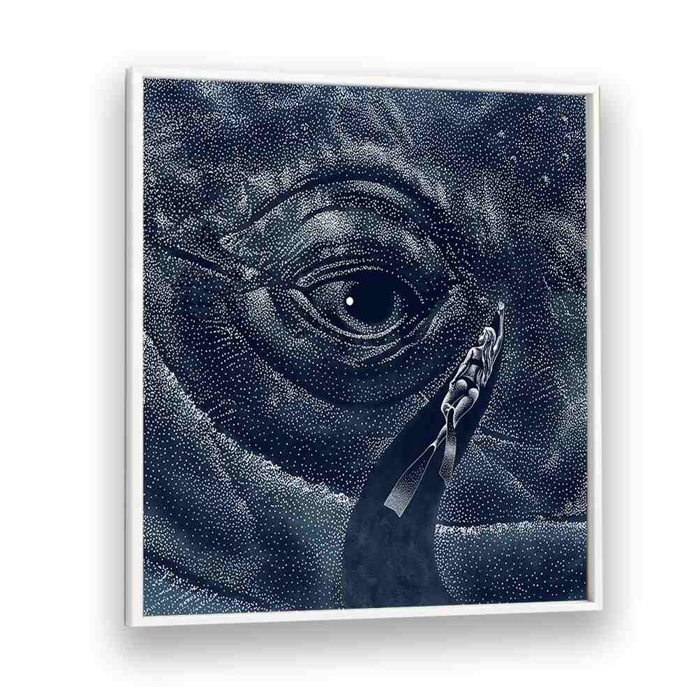 Explore the dreamlike world of "IN THE WHALE'S EYE , SURREAL ART PRINTS" by Aliriza Çakır, showcasing deep imagination.