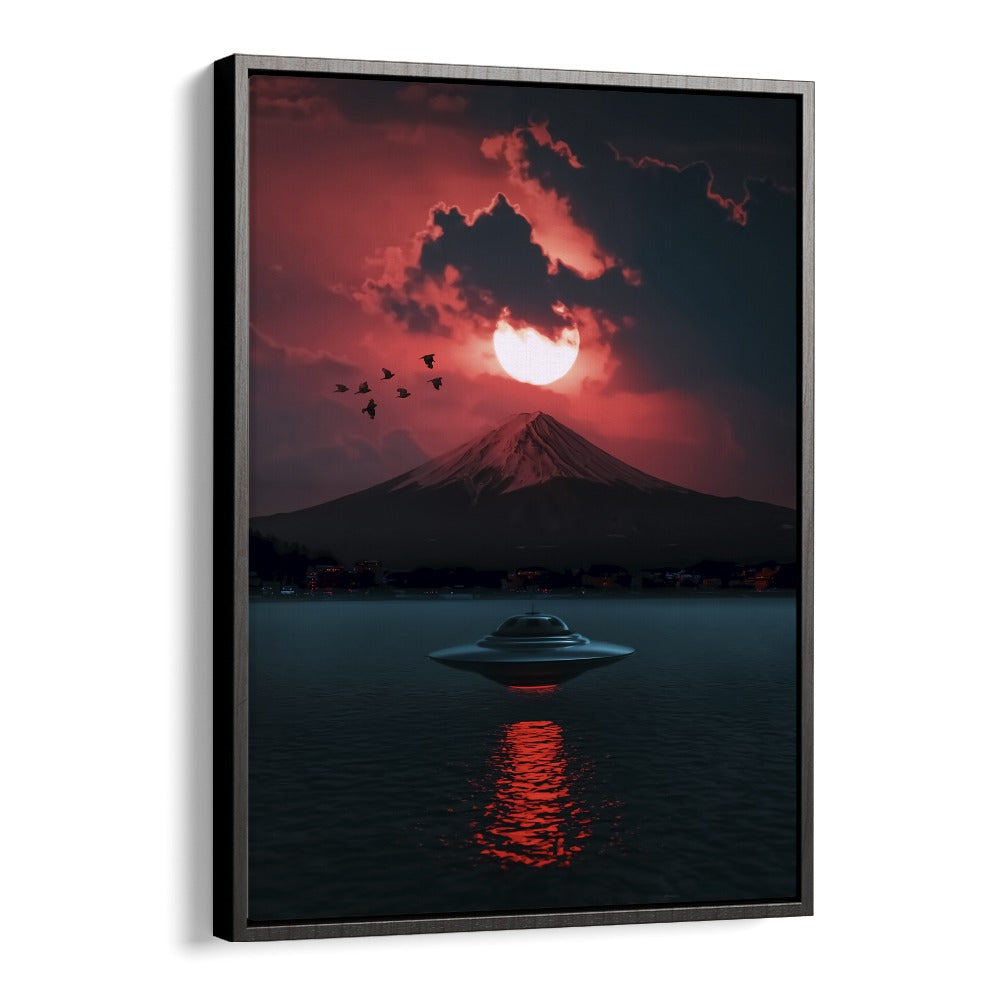 Incoming Ufo by Ritvik Takkar Surrealism in Black Floater Frame