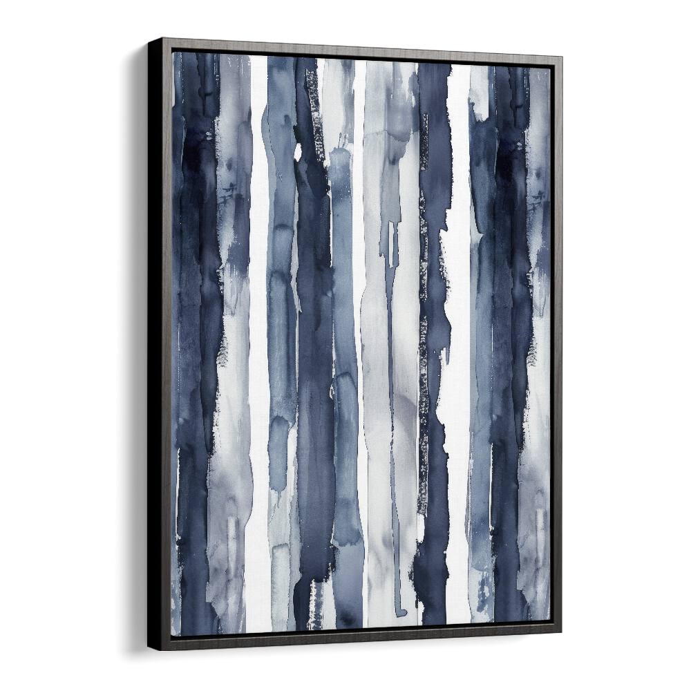 Indigo Waves Beach Prints Coastal Wall Art in Black Floater Frame