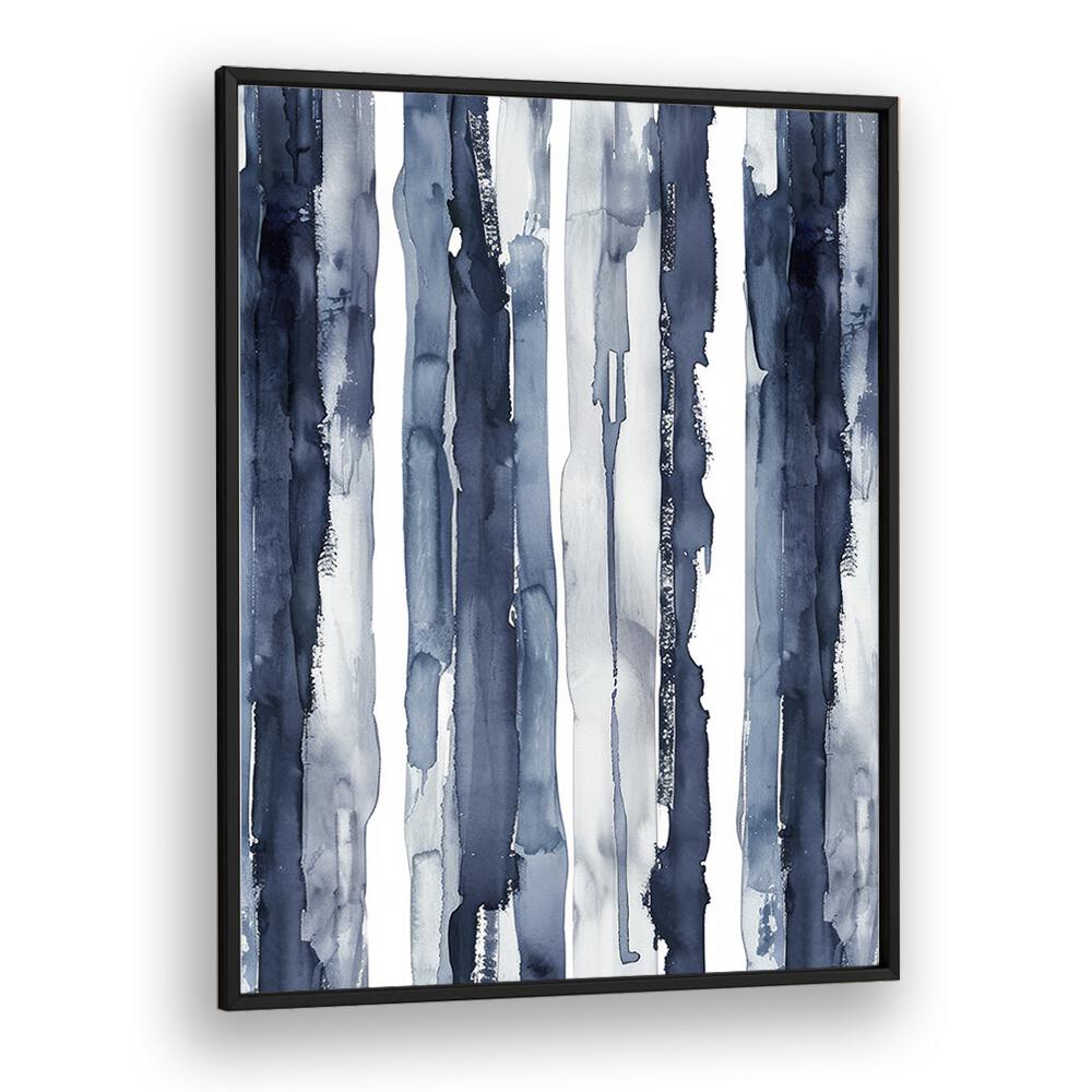 Indigo Waves Beach Prints Coastal Wall Art in Black Plain Frame