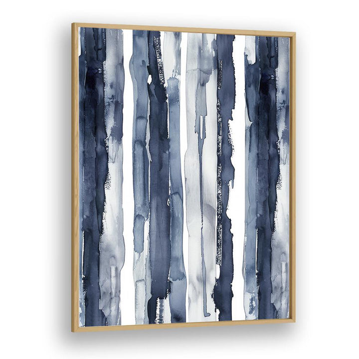 Indigo Waves Beach Prints Coastal Wall Art in Oak Wood Plain Frame