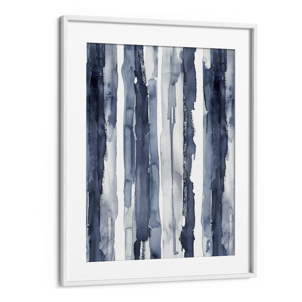 Indigo Waves Beach Prints Coastal Wall Art in White Frame With Mount