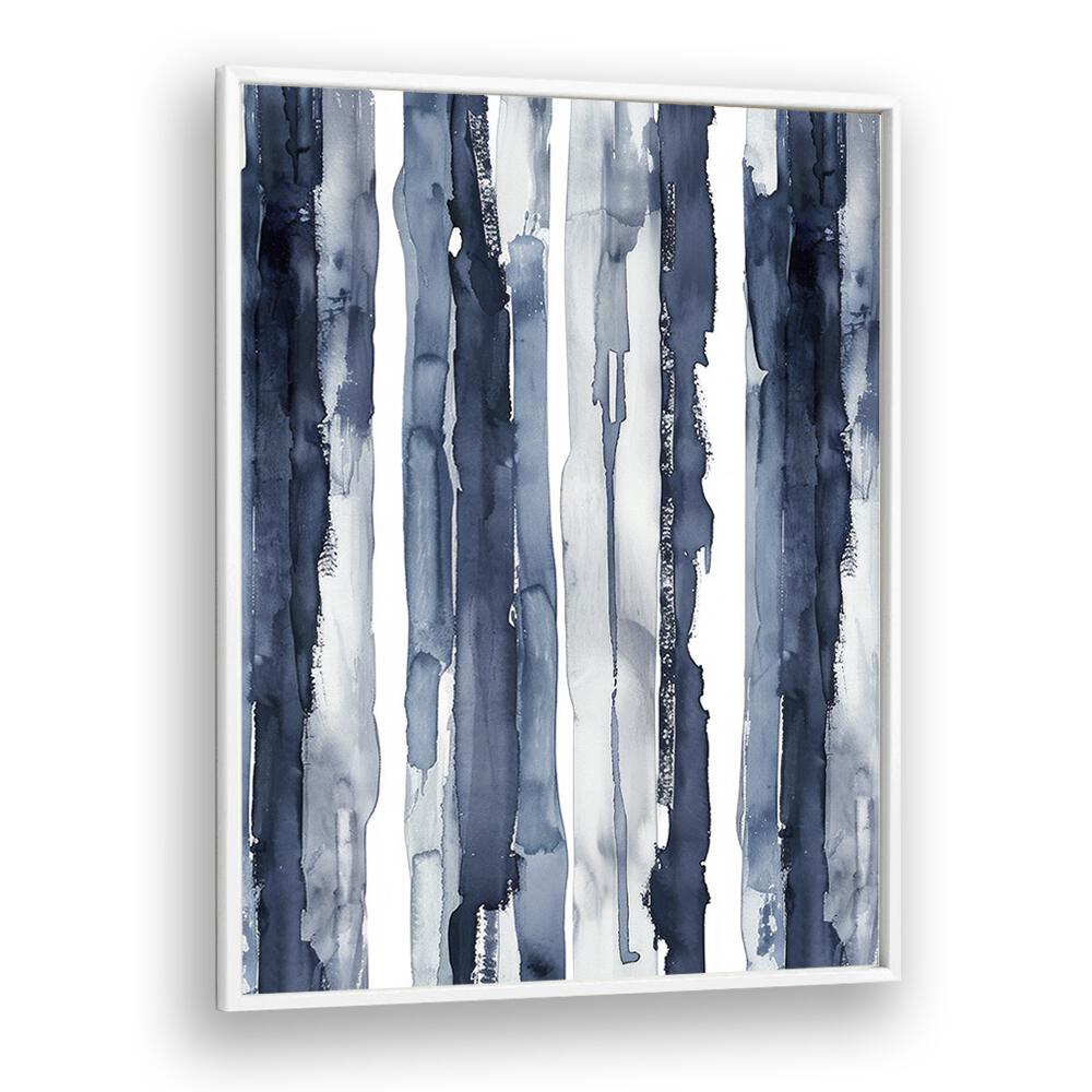 Indigo Waves Beach Prints Coastal Wall Art in White Plain Frame