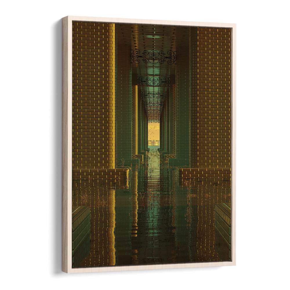 Indoor Lake By Cosmo Zach Surreal Art Prints Surrealism in Oak Wood Floater Frame