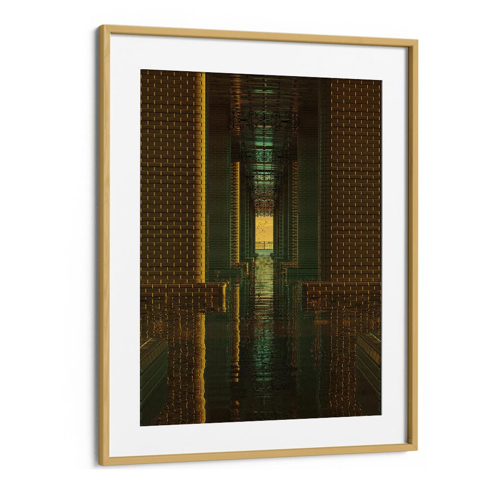 Indoor Lake By Cosmo Zach Surreal Art Prints Surrealism in Oak Wood Frame With Mount