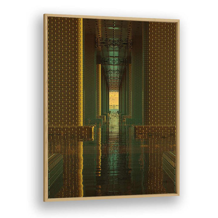 Indoor Lake By Cosmo Zach Surreal Art Prints Surrealism in Oak Wood Plain Frame