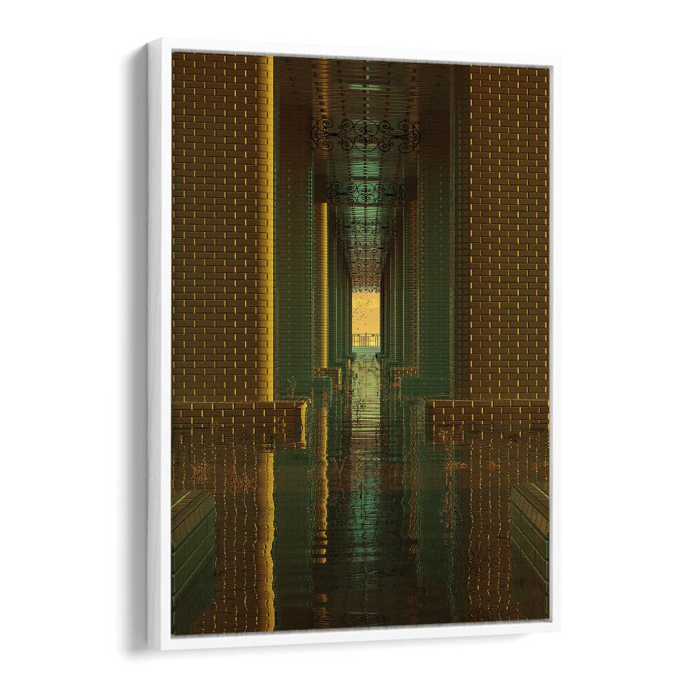 Indoor Lake By Cosmo Zach Surreal Art Prints Surrealism in White Floater Frame