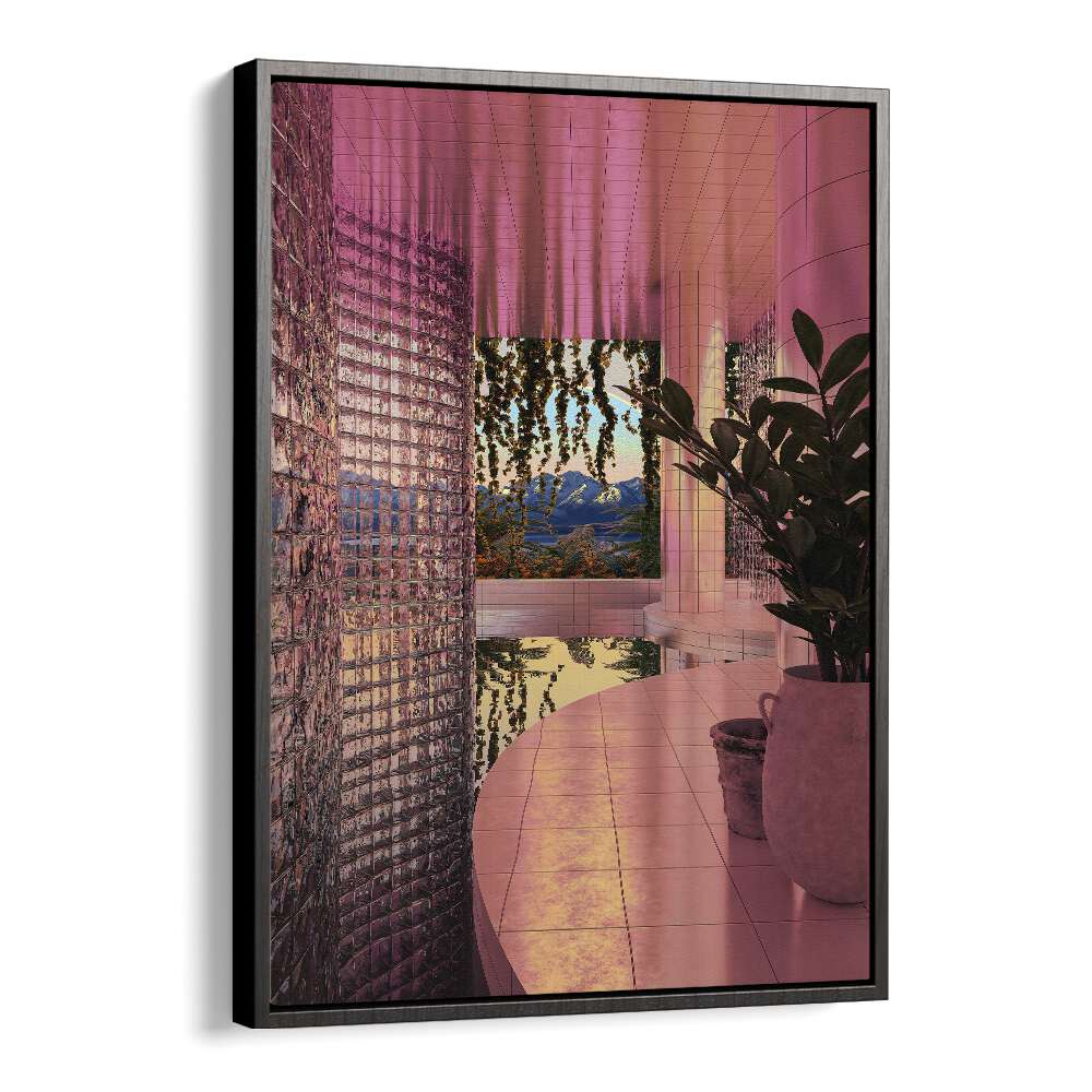 Indoor Pool By Cosmo Zach Surreal Art Prints Surrealism in Black Floater Frame