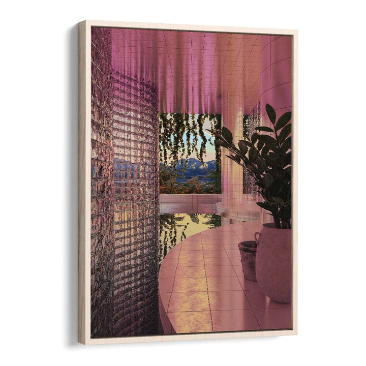 Indoor Pool By Cosmo Zach Surreal Art Prints Surrealism in Oak Wood Floater Frame