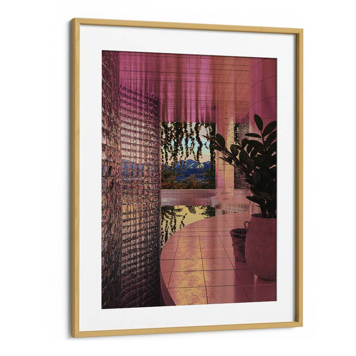 Indoor Pool By Cosmo Zach Surreal Art Prints Surrealism in Oak Wood Frame With Mount