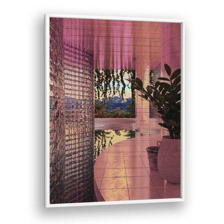 Indoor Pool By Cosmo Zach Surreal Art Prints Surrealism in White Plain Frame