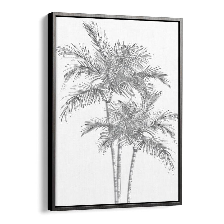 Ink Palm Promenade Beach Prints Coastal Wall Art in Black Floater Frame