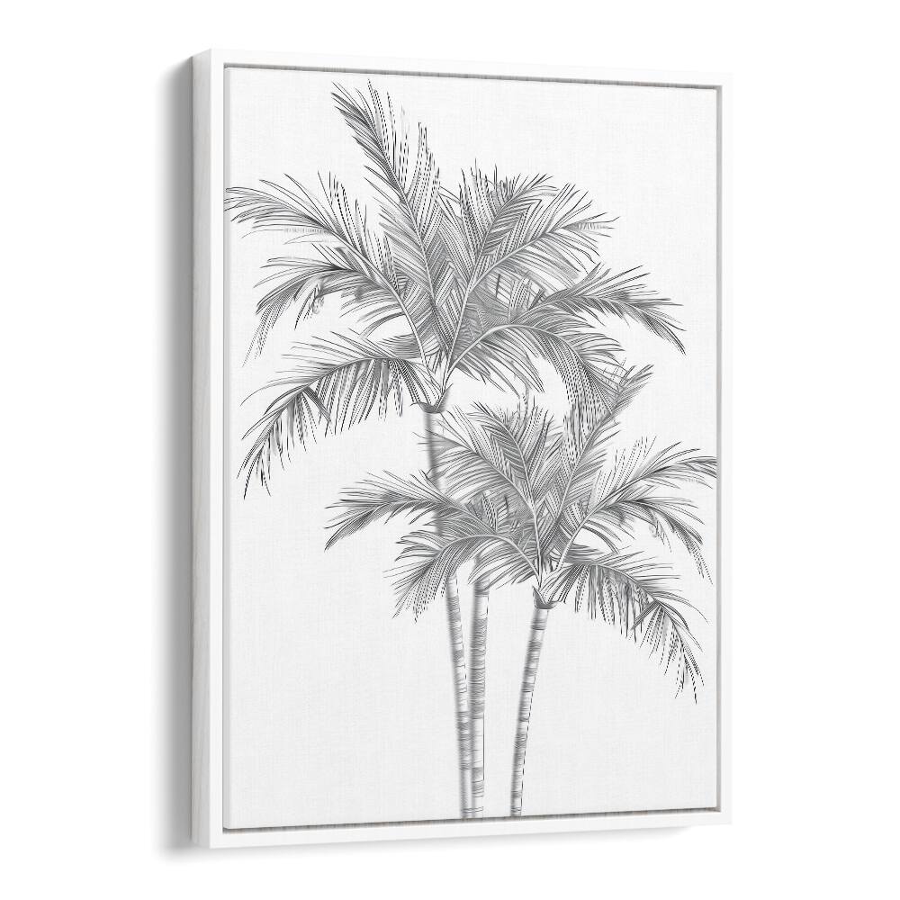 Ink Palm Promenade Beach Prints Coastal Wall Art in White Floater Frame