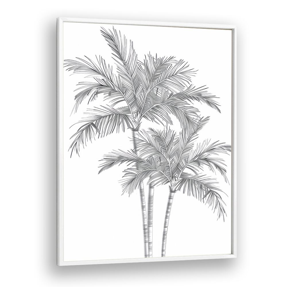 Ink Palm Promenade Beach Prints Coastal Wall Art in White Plain Frame