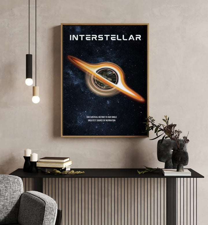 Interstellar by Grishma Korjani Movie Posters Artwork II  Placed on a wall In A Living Room