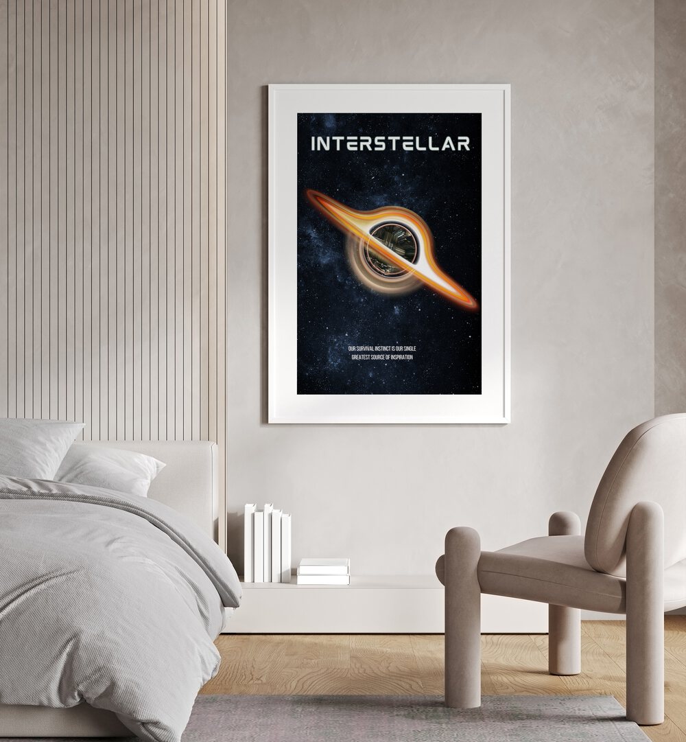 Interstellar by Grishma Korjani Movie Posters Artwork IV  Placed on a wall In A Living Room