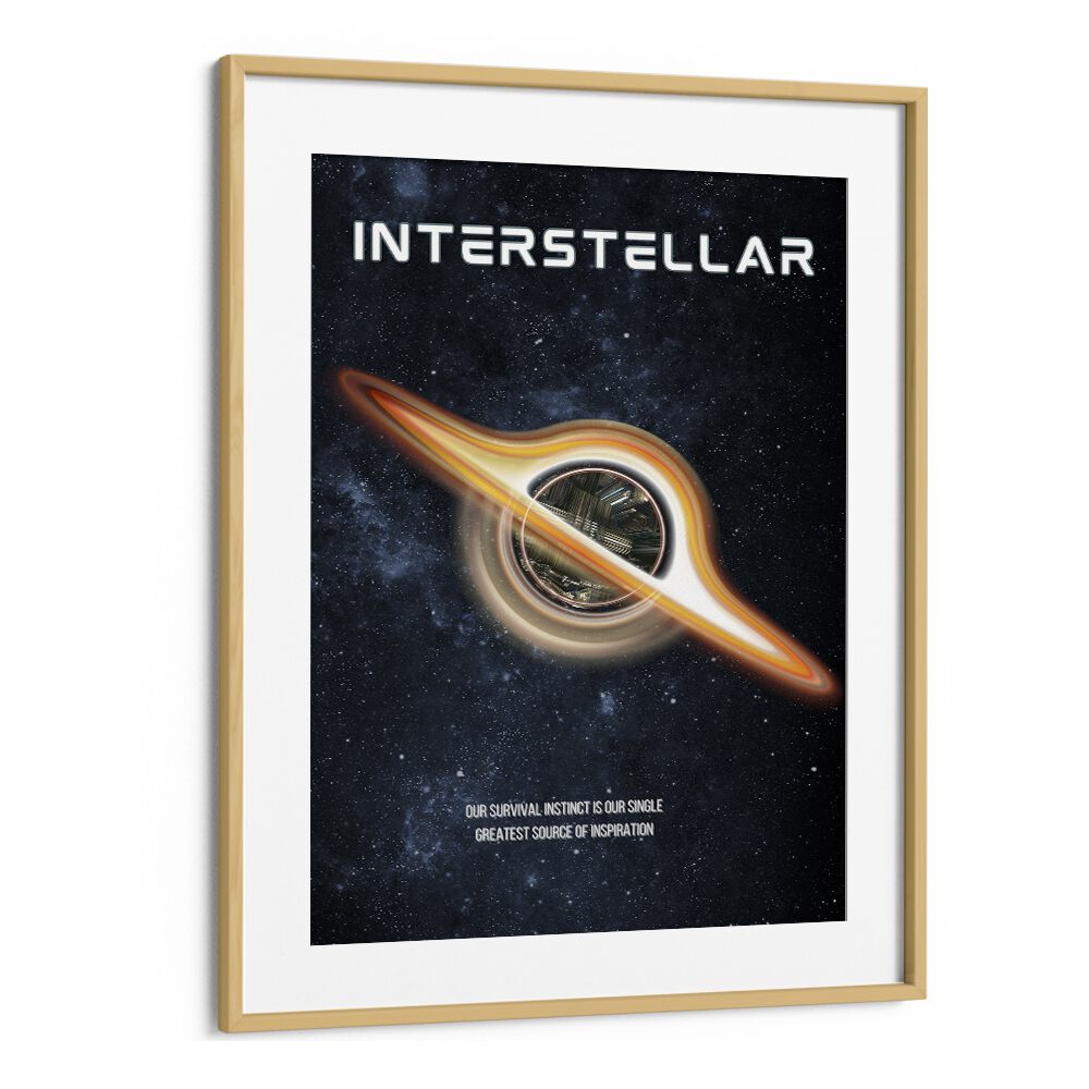 Interstellar by Grishma Korjani Movie Posters in Oak Wood Frame With Mount