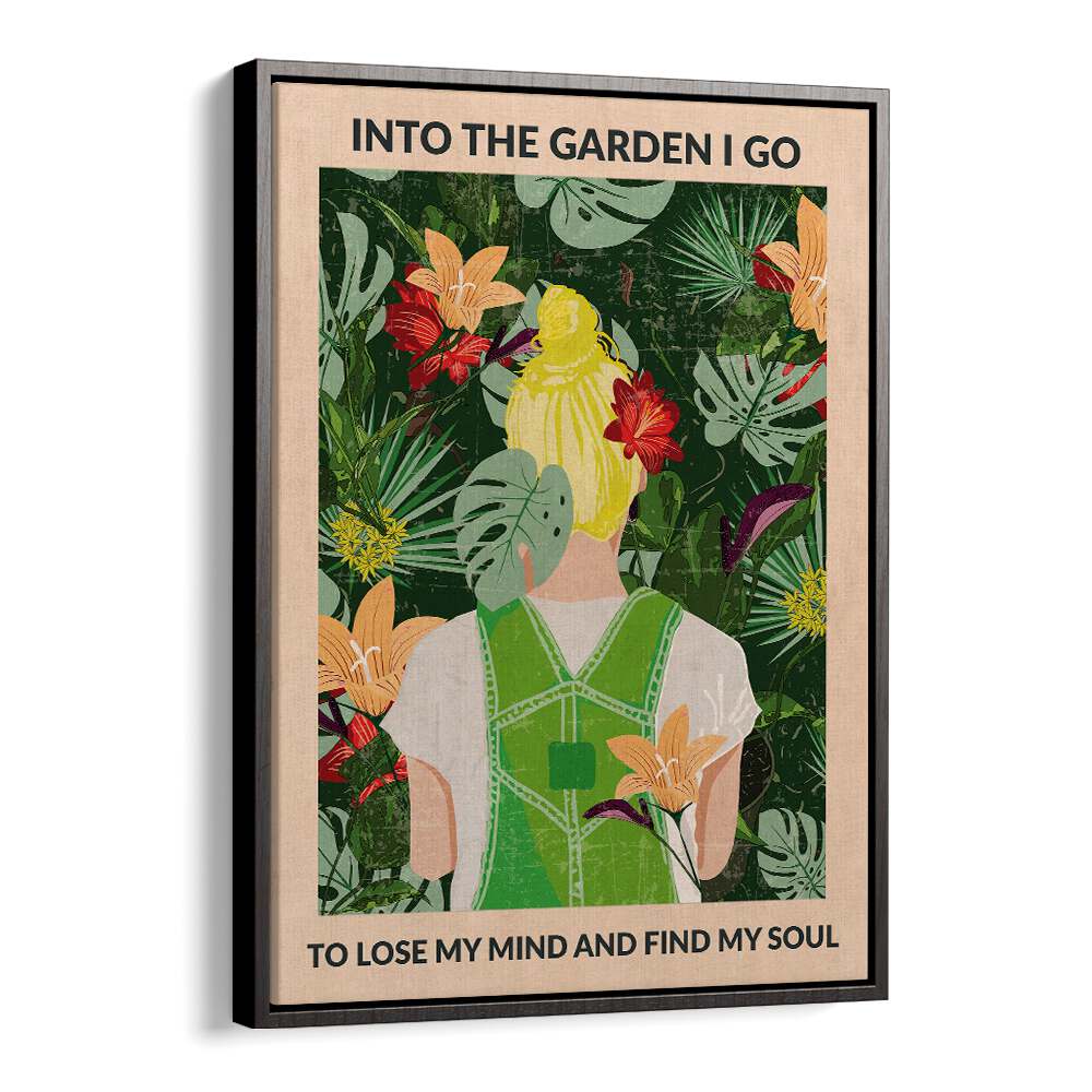 Into The Garden Blonde Portraits And Figurative Illustrations in Black Floater Frame