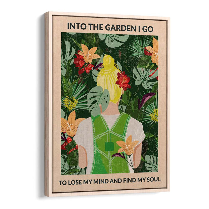 Into The Garden (Blonde) Portraits And Figurative Illustrations in Oak Wood Floater Frame