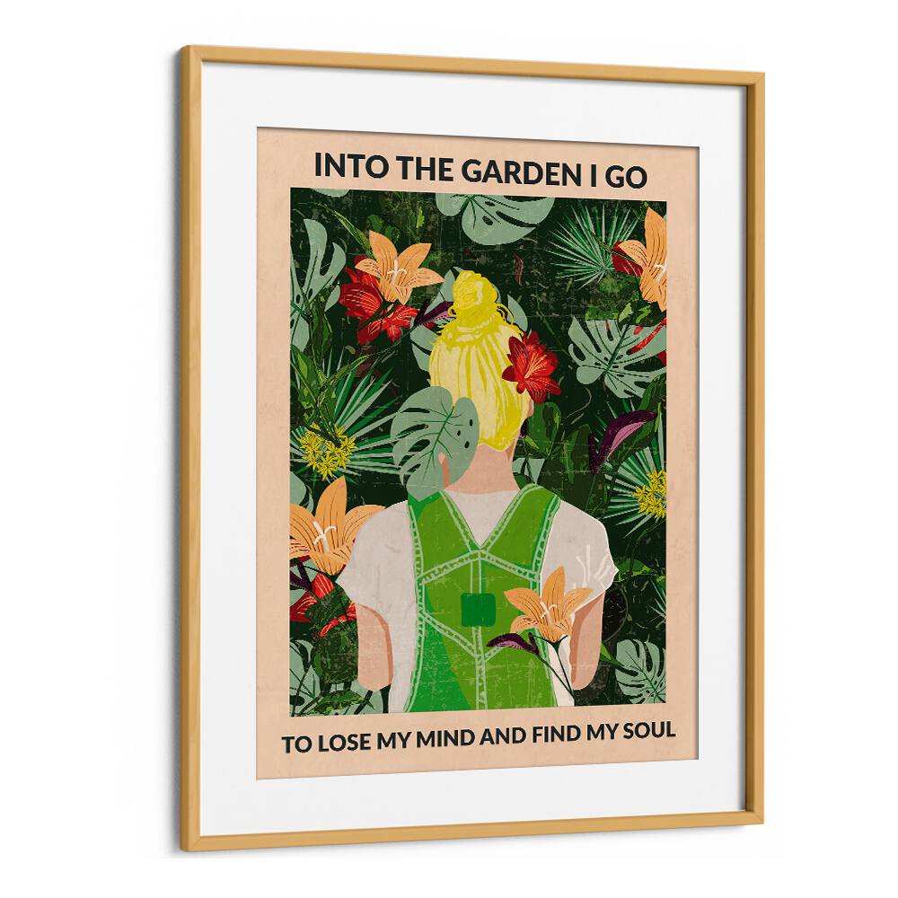 Into The Garden (Blonde) Portraits And Figurative Illustrations in Oak Wood Frame With Mount