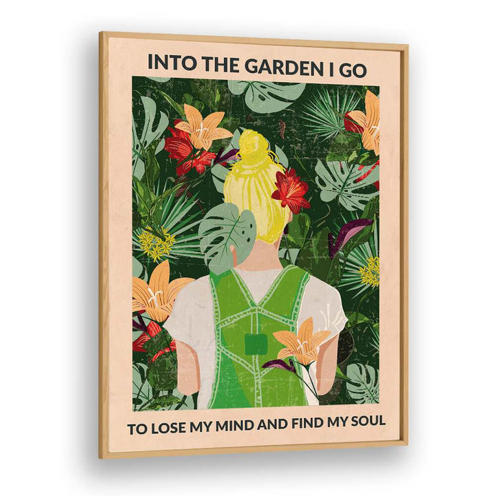 Into The Garden Blonde Portraits And Figurative Illustrations in Oak Wood Plain Frame