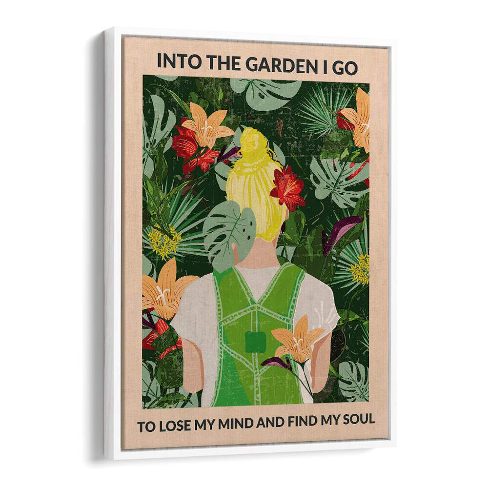 Into The Garden Blonde Portraits And Figurative Illustrations in White Floater Frame