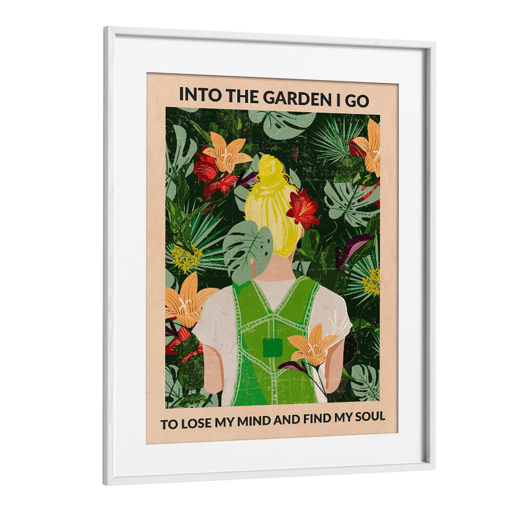 Into The Garden Blonde Portraits And Figurative Illustrations in White Frame With Mount