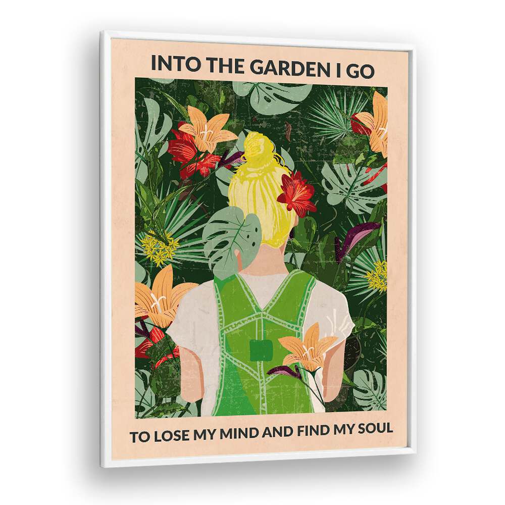 Into The Garden Blonde Portraits And Figurative Illustrations in White Plain Frame