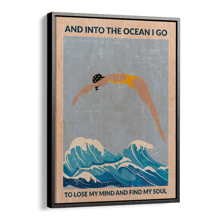 Into The Ocean Blue Standard Wall Art Sports Posters Surf Posters in Black Floater Frame