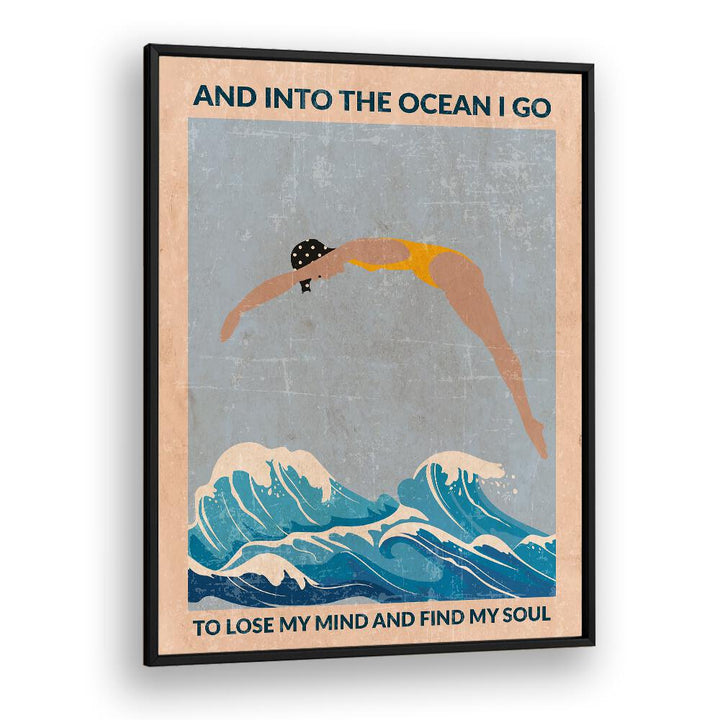 Into The Ocean Blue Standard Wall Art Sports Posters Surf Posters in Black Plain Frame