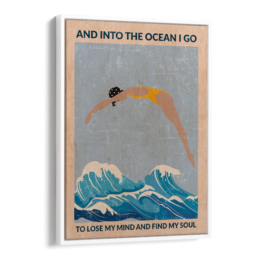 Into The Ocean Blue Standard Wall Art Sports Posters Surf Posters in White Floater Frame