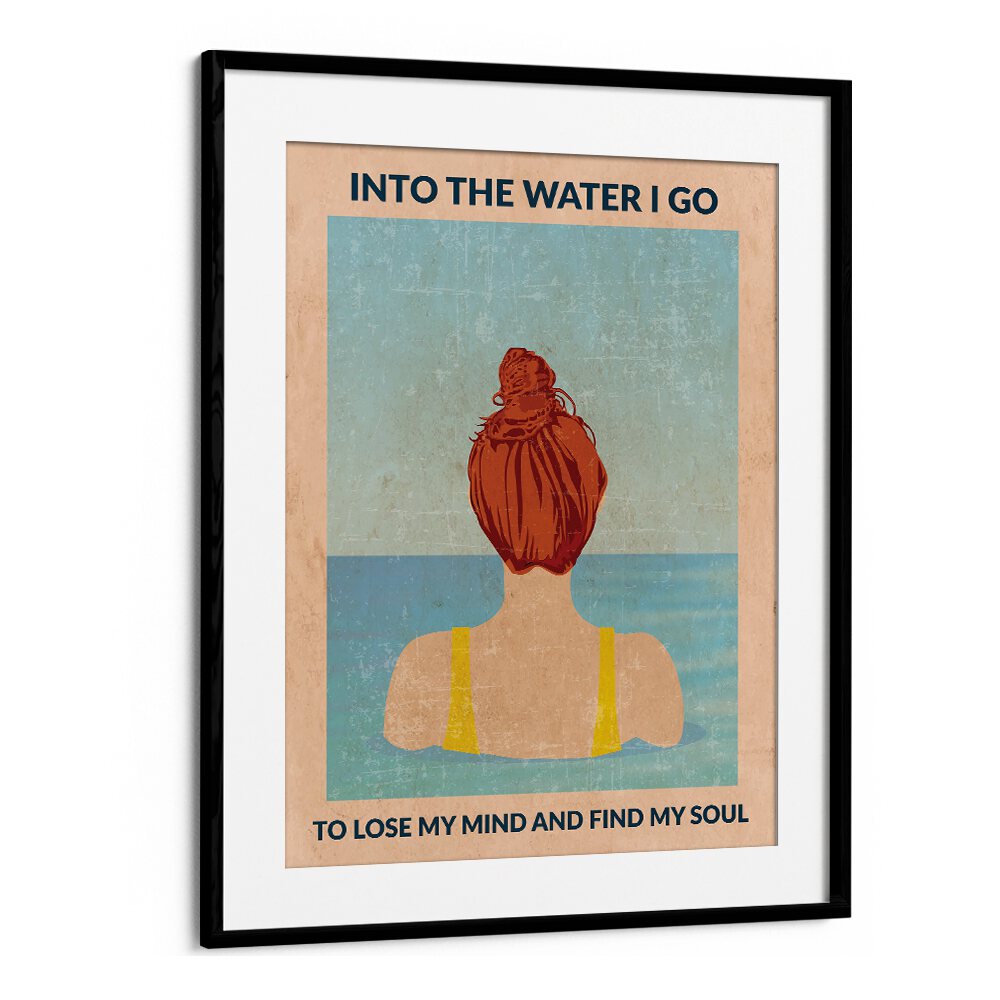 Into The Water Redhead Portraits and Figurative Illustrations in Black Frame With Mount