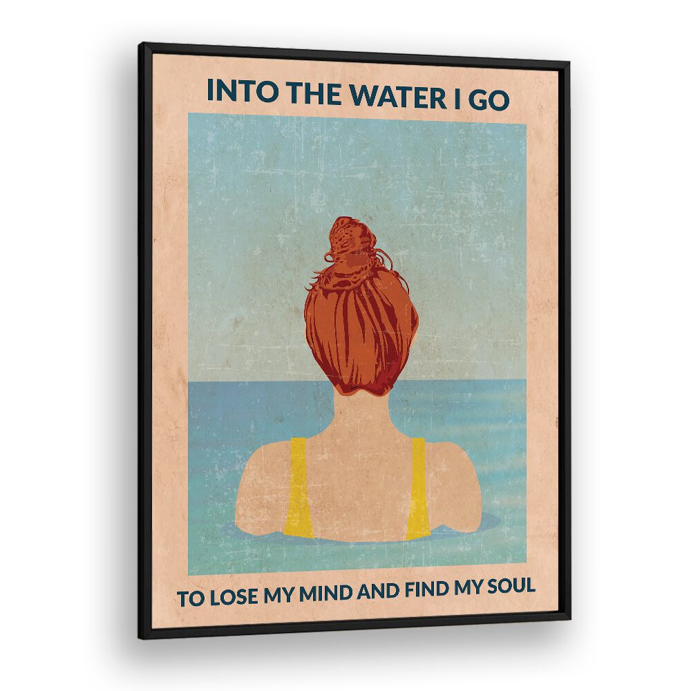 Into The Water Redhead Portraits and Figurative Illustrations in Black Plain Frame