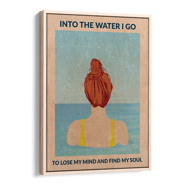 Into The Water Redhead  Portraits and Figurative Illustrations in Oak Wood Floater Frame