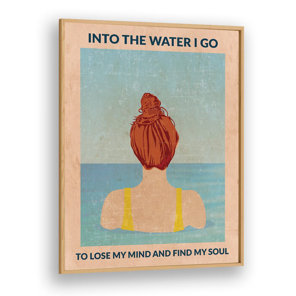 Into The Water Redhead  Portraits and Figurative Illustrations in Oak Wood Plain Frame