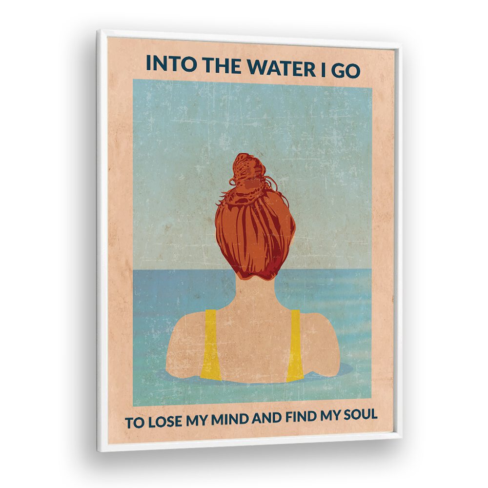 Into The Water Redhead Portraits and Figurative Illustrations in White Plain Frame