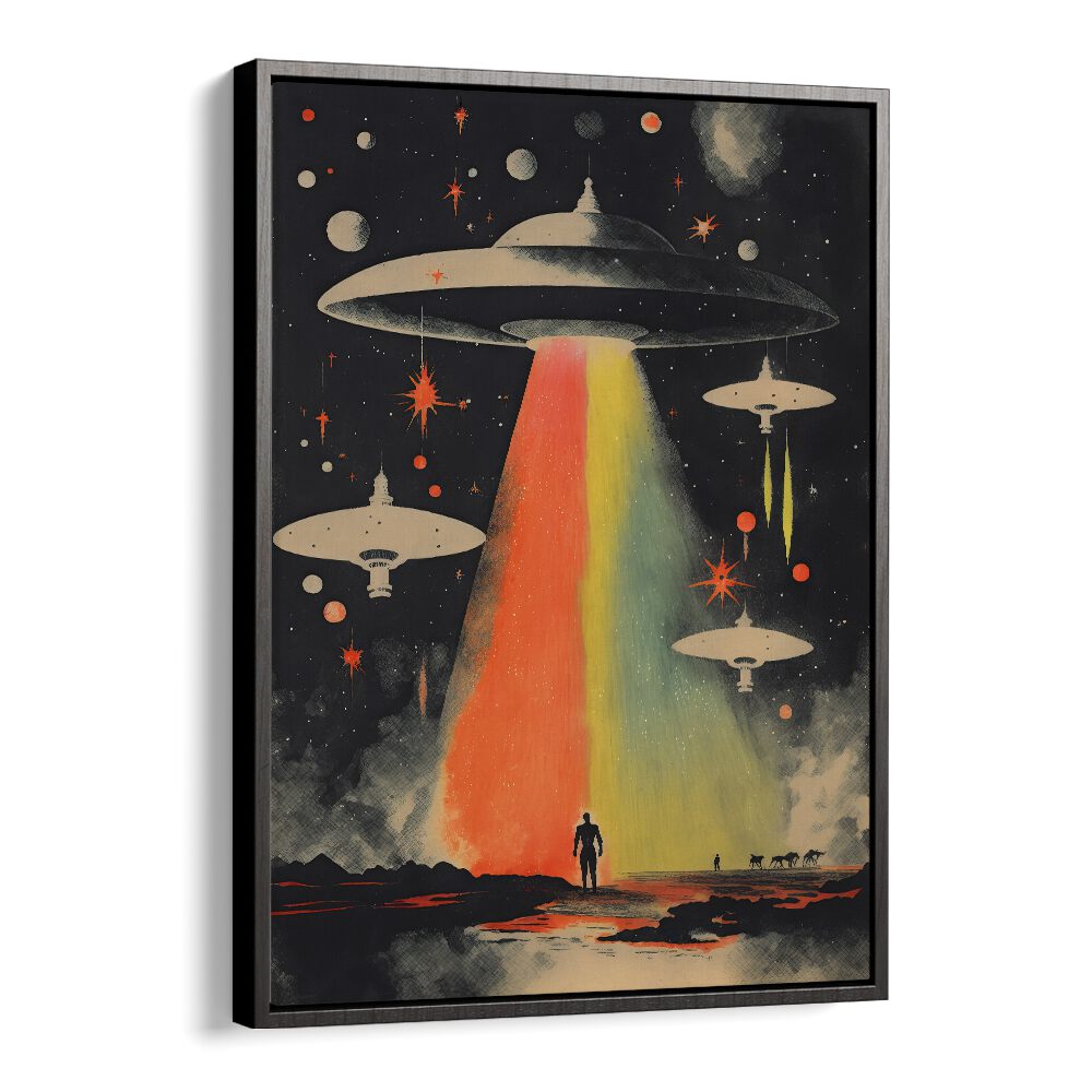 Invasion by Treechild Astronaut and Nasa Illustrations Space Art Prints in Black Floater Frame