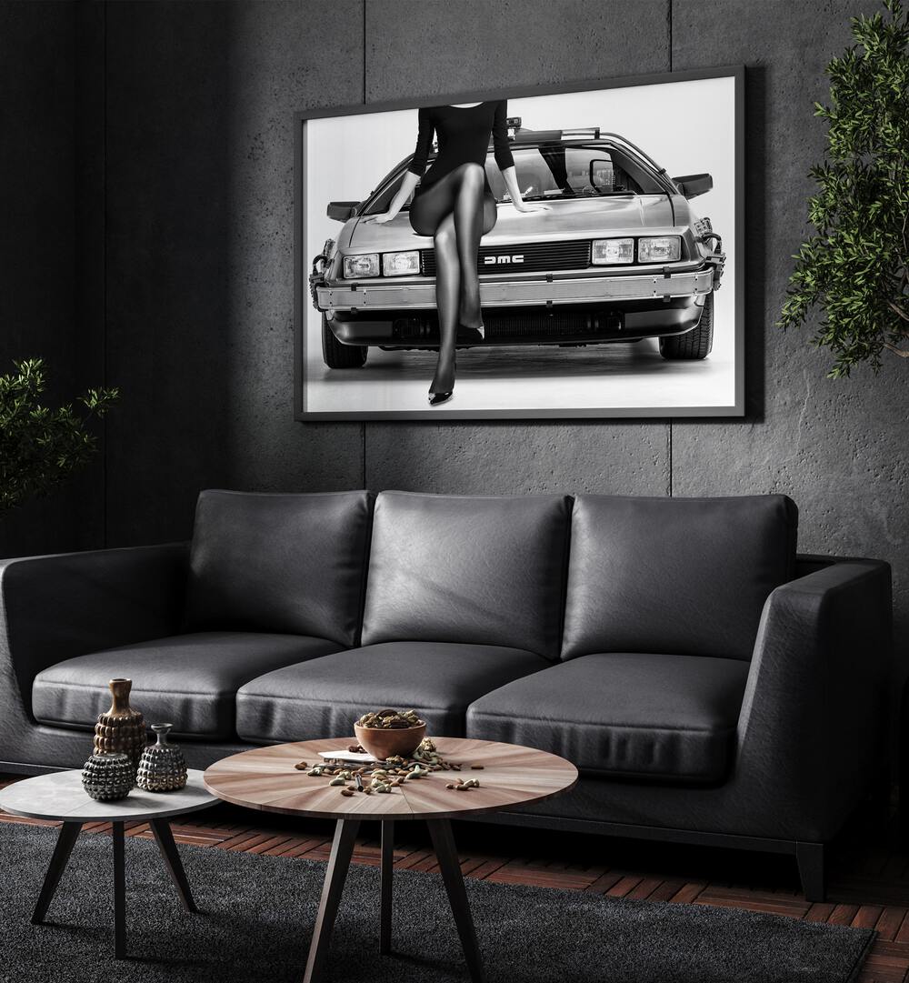 Is Female Forbidden by David Drake Fine Art Photography Fashion Photography in Black Plain Frame placed on a living room wall a sofa