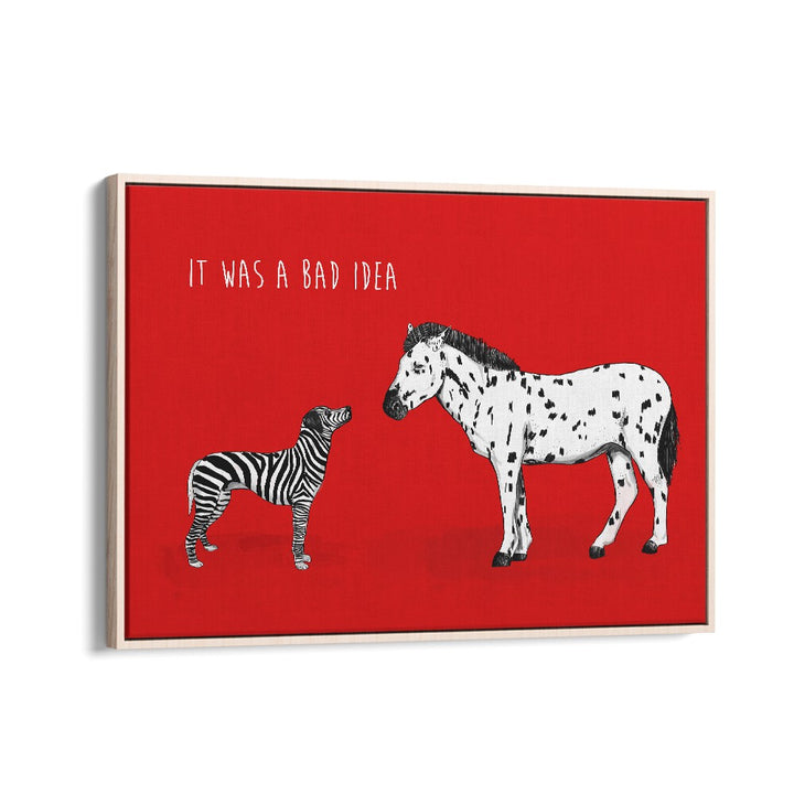 It Was A Bad Idea By Balazs Solti Kids Room Art in Oak Wood Floater Frame