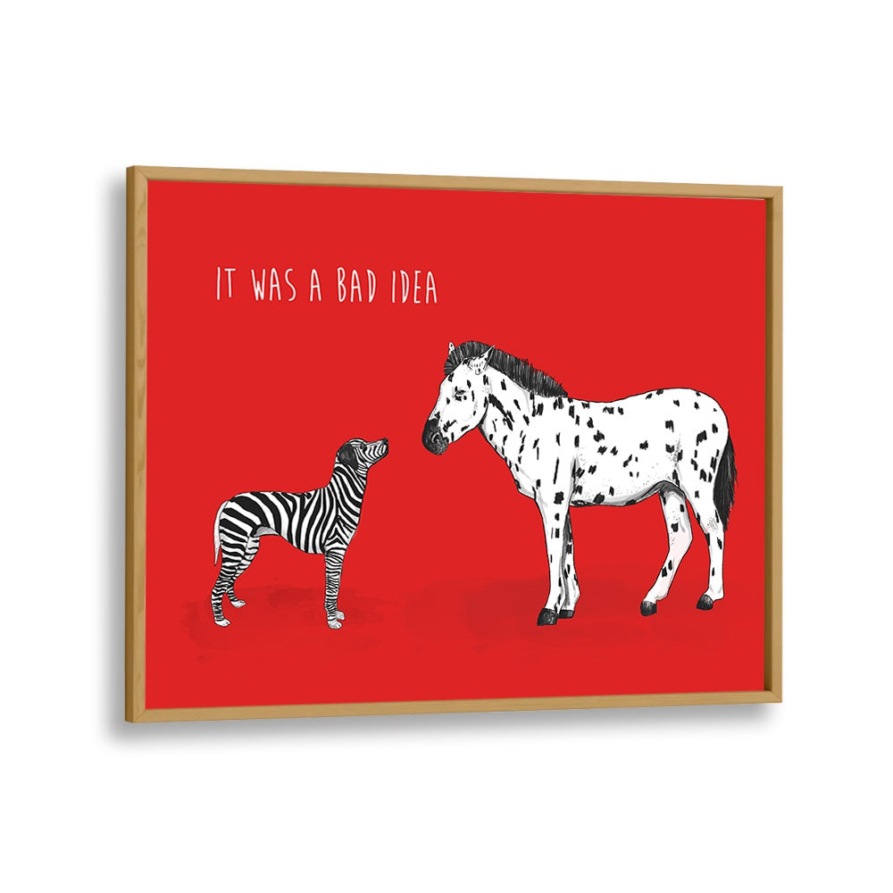 It Was A Bad Idea By Balazs Solti Kids Room Art in Oak Wood Plain Frame