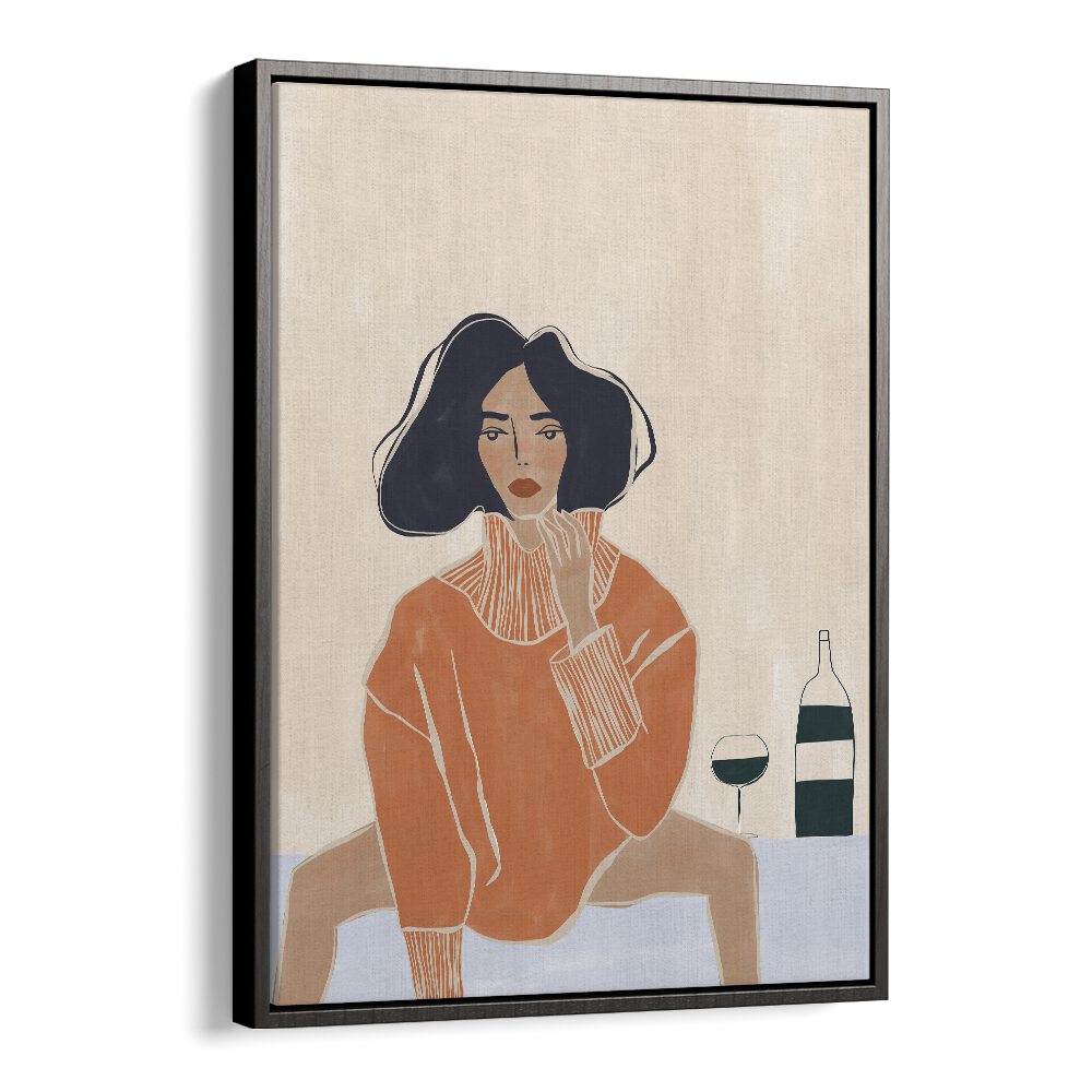 It's A Mood By Ivy Green Women Illustration Paintings in Black Floater Frame